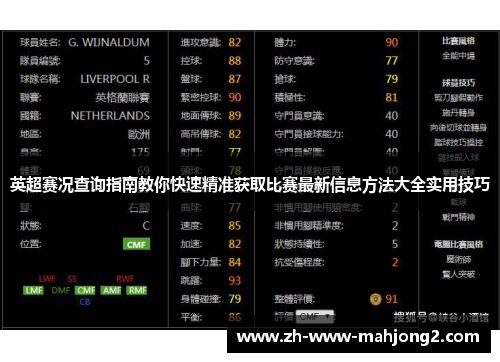 英超赛况查询指南教你快速精准获取比赛最新信息方法大全实用技巧